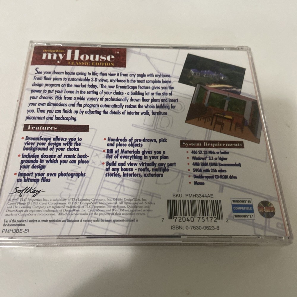 Computer Software: DesignWare myHouse, Classic Edition, for Windows 3.1 & 95, J4