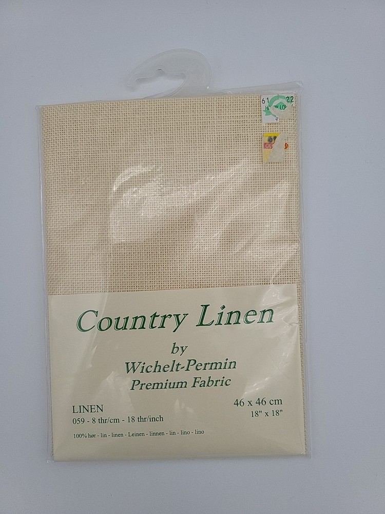 Wichelt Permin  Linen 18" x 18" Ivory Needlework Cross Stitch 18"Ct