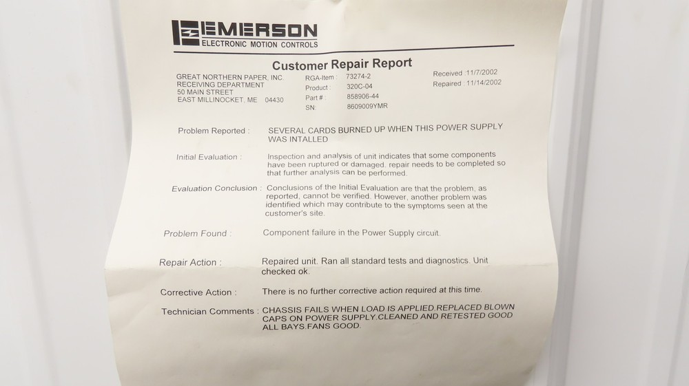 Camco 320C-04 Chassis 320 Programmable Motion Controller Chassis