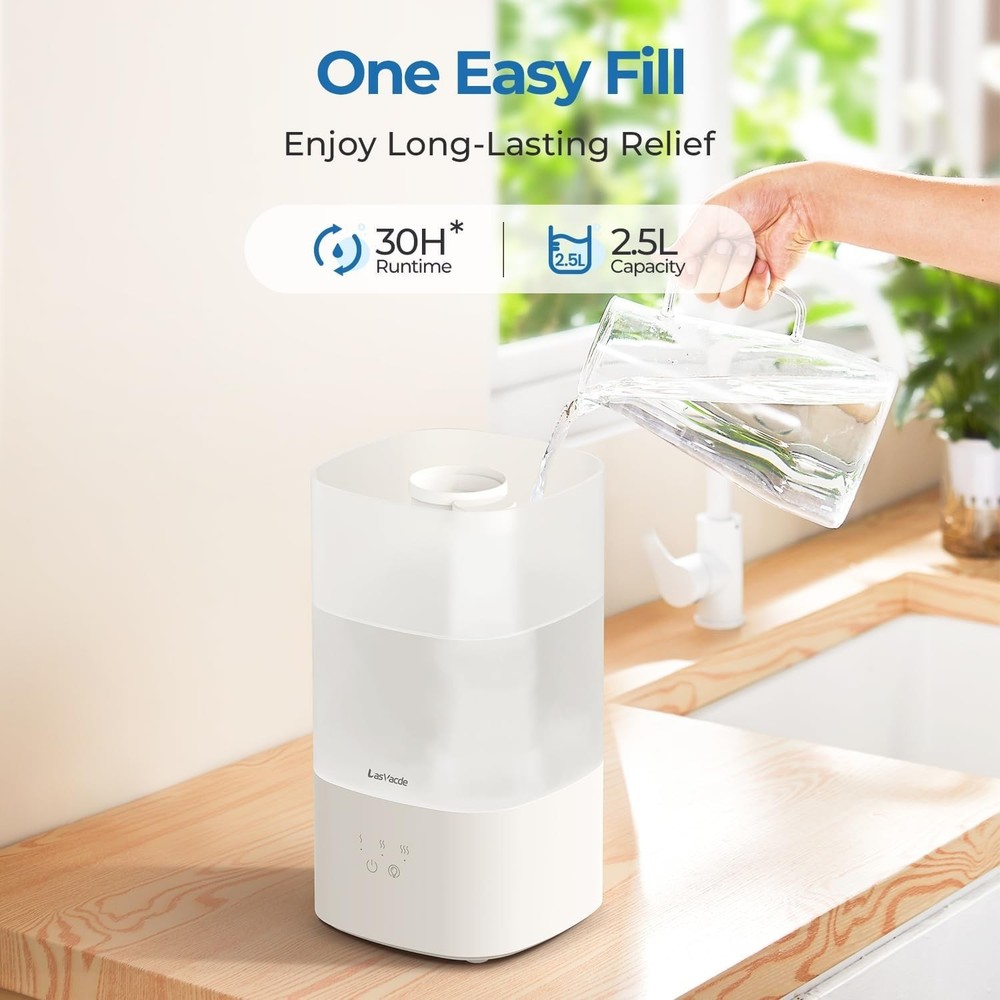 Removable Tank Cool Mist Humidifier with Night Light - 320 sq ft Coverage