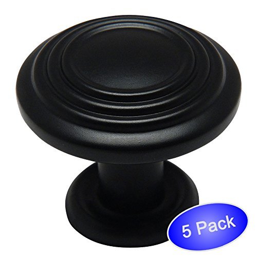 *5 Pack* Cabinet Hardware Flat / Matte Black Knobs #4122FB
