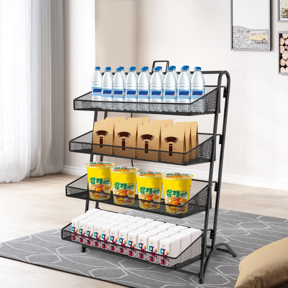 4-Tier Iron Snack Display Rack - Durable & Stylish Organizer for Retail