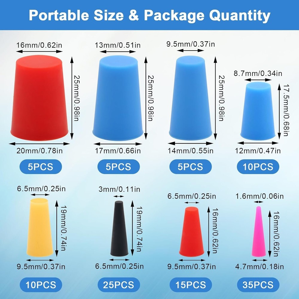 40/110 Pc Silicone Rubber Tapered Plug High Temperature Resistant Assortment Kit