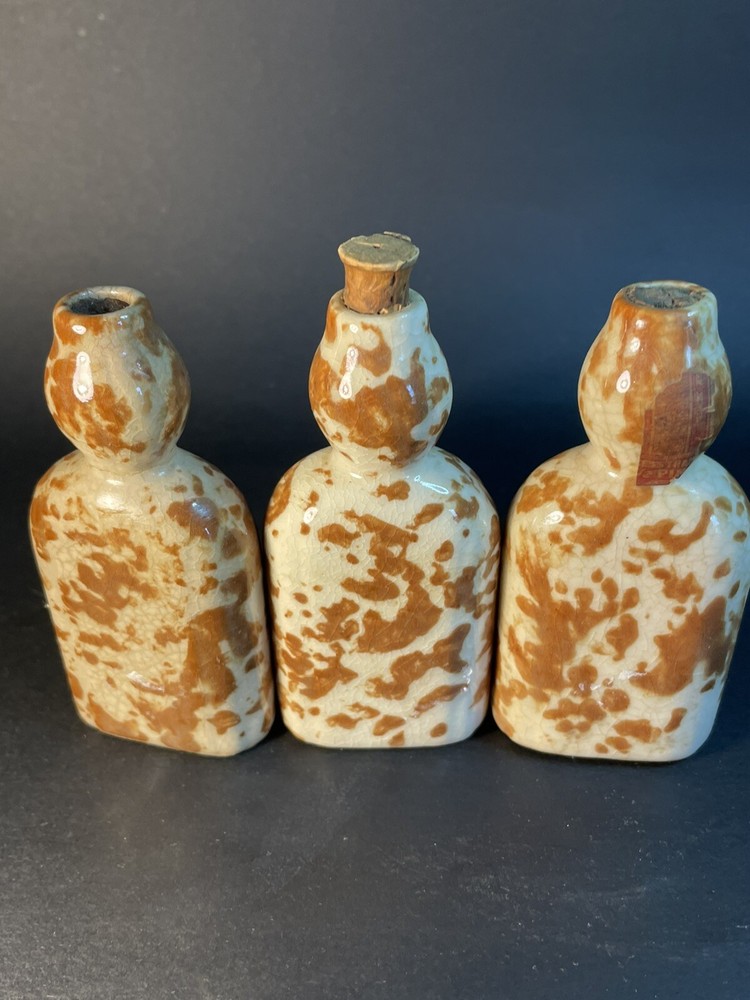 Mohawk Rock & Rye Stoneware Bottles, orig label On One -empty - Crazing