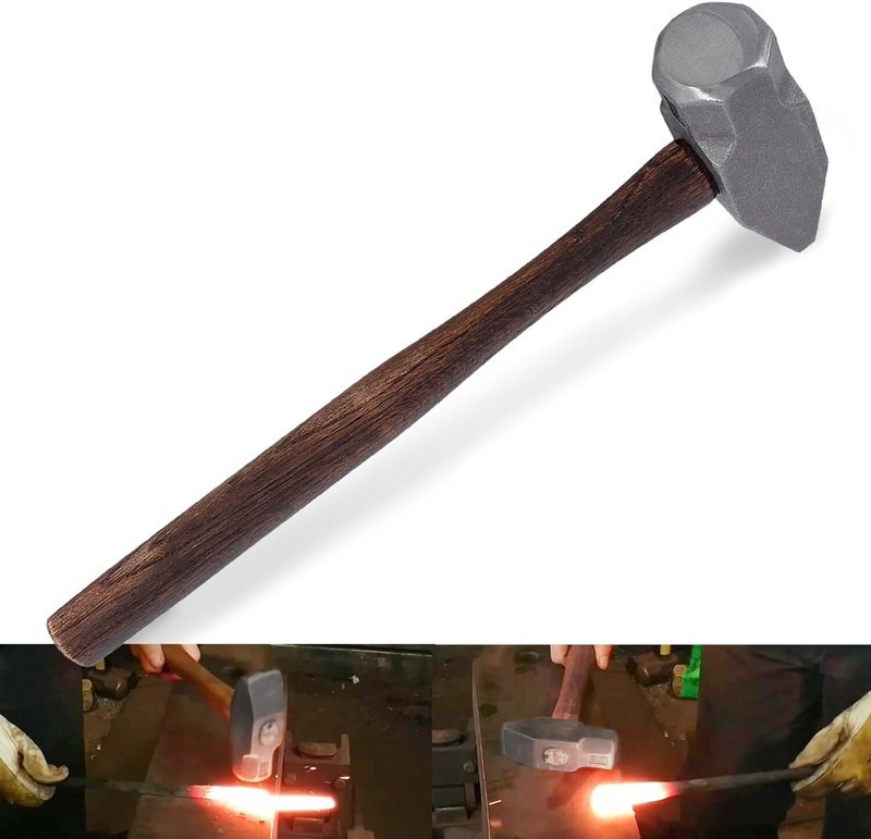 4LB Blacksmith Cross Pein Hammer Forging Knife Hammer Anvil Tool Versatile Tool