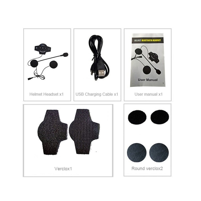 Bluetooth Motorcycle Helmet Interphone Intercom Headset Wireless with Microphone