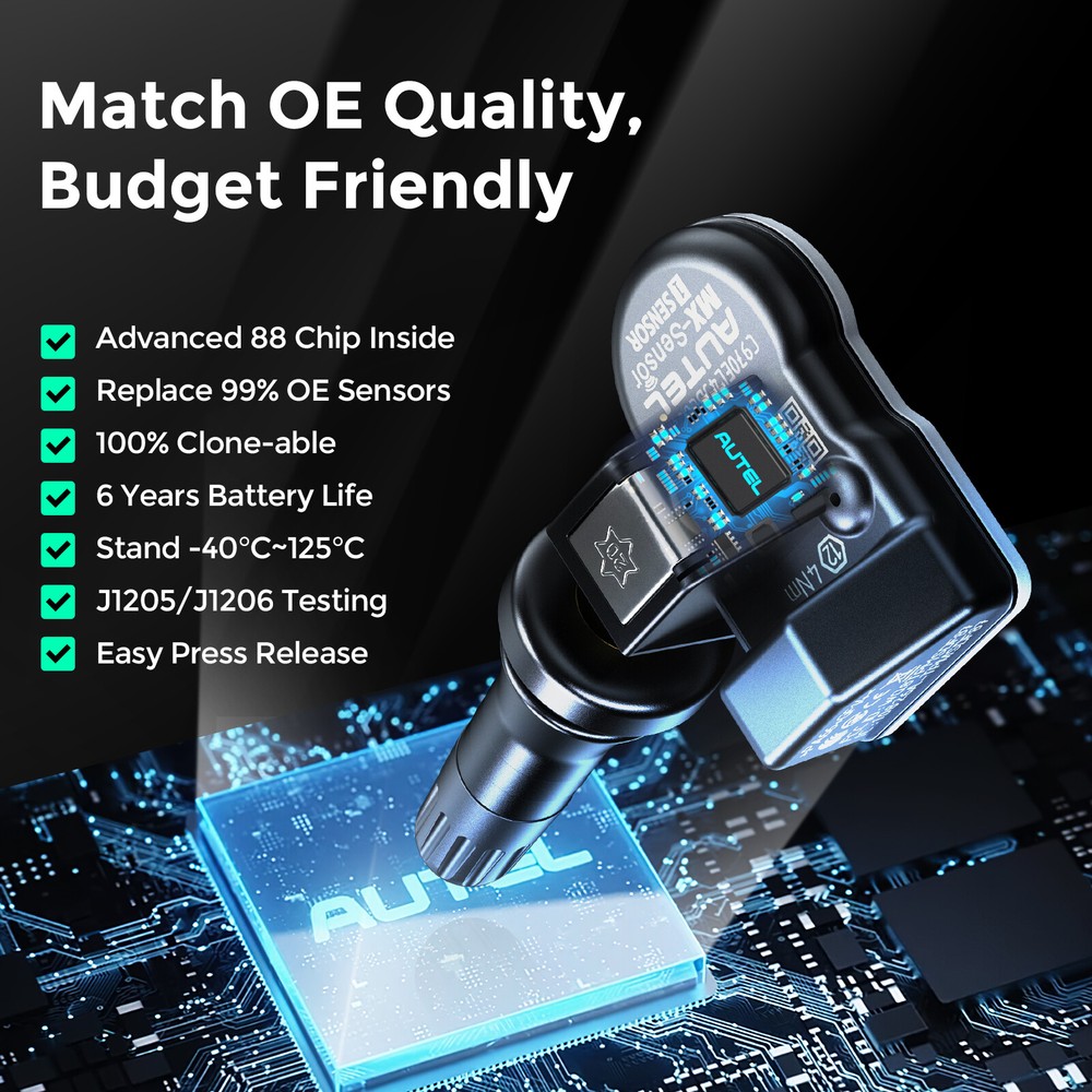 Autel TPMS Sensor MX-Sensor 315MHz & 433MHz Programmable Universal Rubber Valve