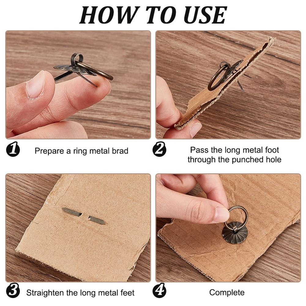 80pcs 2 Styles Metal Brad Fasteners with Pull Rings, Mini Pull Ring Handle Je...