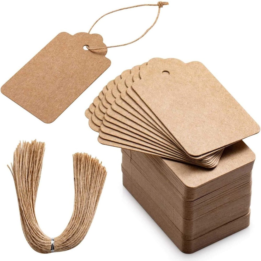 Gift Tags,200 Pcs Kraft Paper Gift Tags with String Vintage Gift Tags Brown