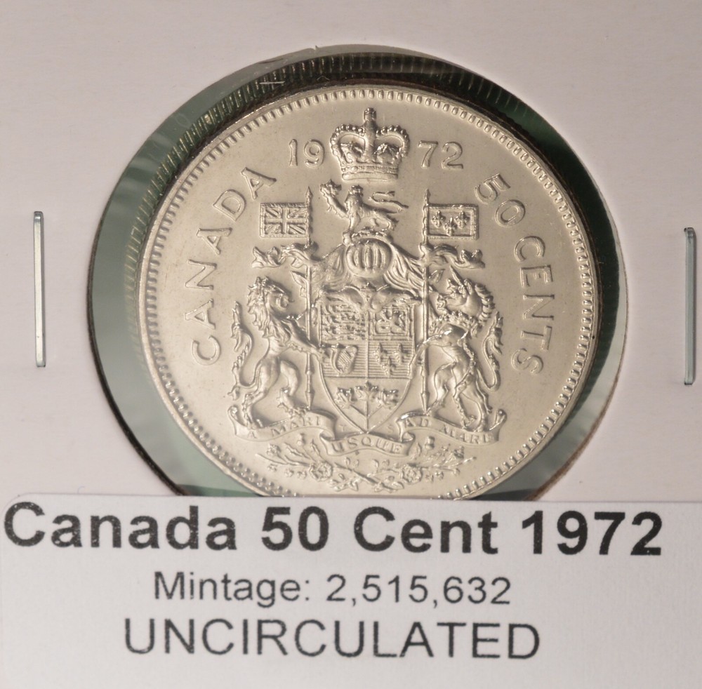1972 Canada 50 Cents - Uncirculated from Mint Roll