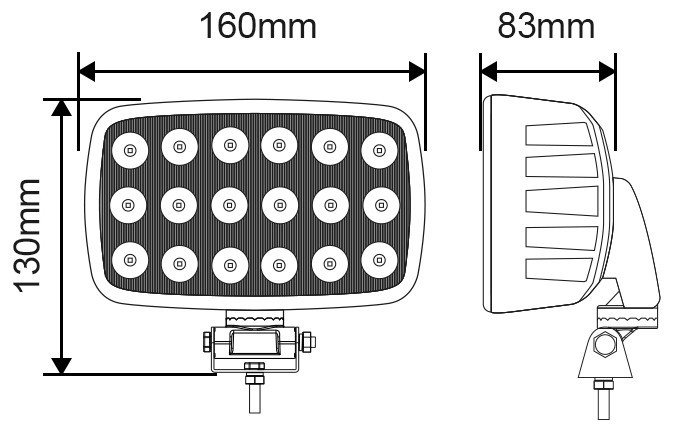 12v/24v Heavy Duty Horizontal or Vertical Rectangular LED Work Light Lamp 90W