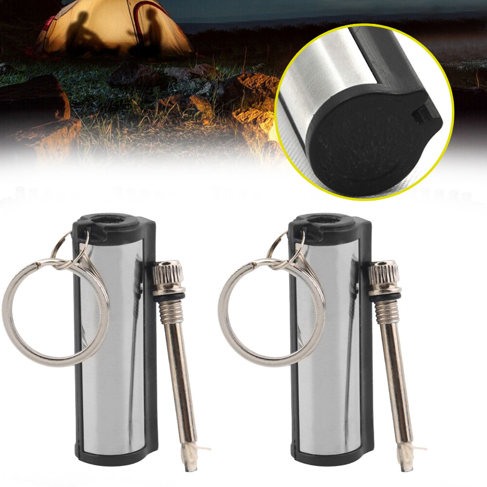 2Pcs Permanent Match Keychain Emergency Lighter Survival Tools Waterproof -