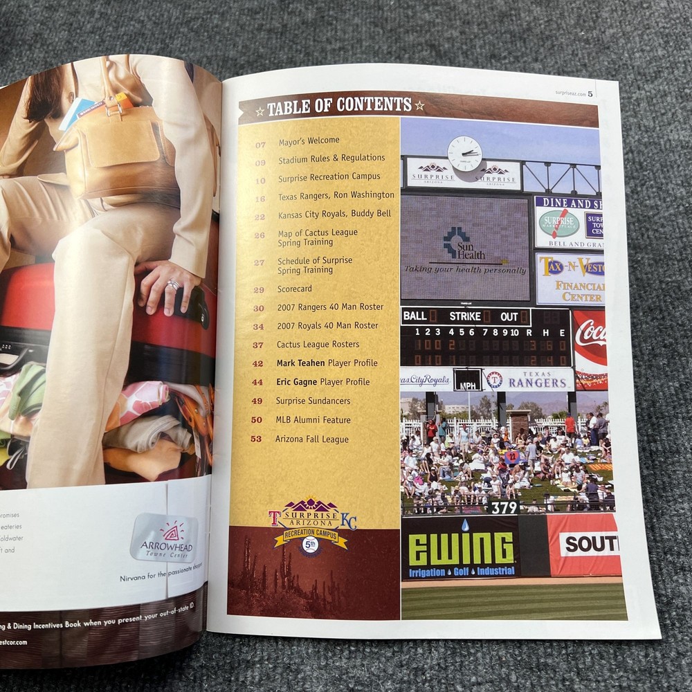 2007 Texas Rangers Spring Training Program Surprise Arizona MLB Magazine