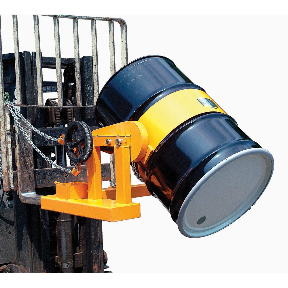 Forklift Tilting Drum Dumper with 10'L Pull Chain, for Use with 55 Gallon Drums,