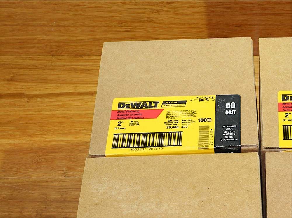 (100) 2” Dewalt by 3M Button Type Quick Change Grinding Sanding Disc 50 Grit