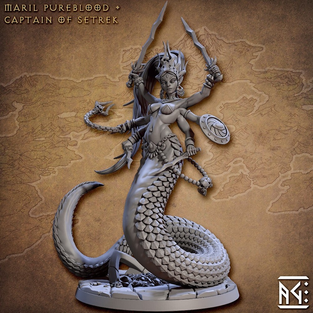 Marilith Serpent Naga Queen Fighter Rogue Miniature | D&D DnD |