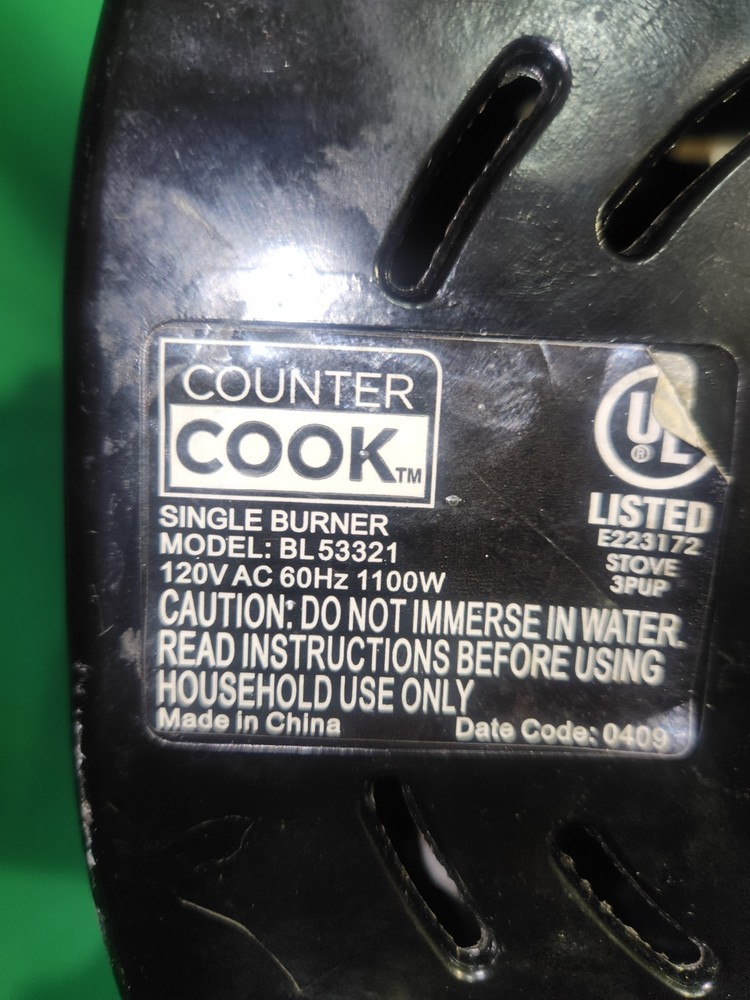 COUNTER COOK Single Burner 1100W TESTED