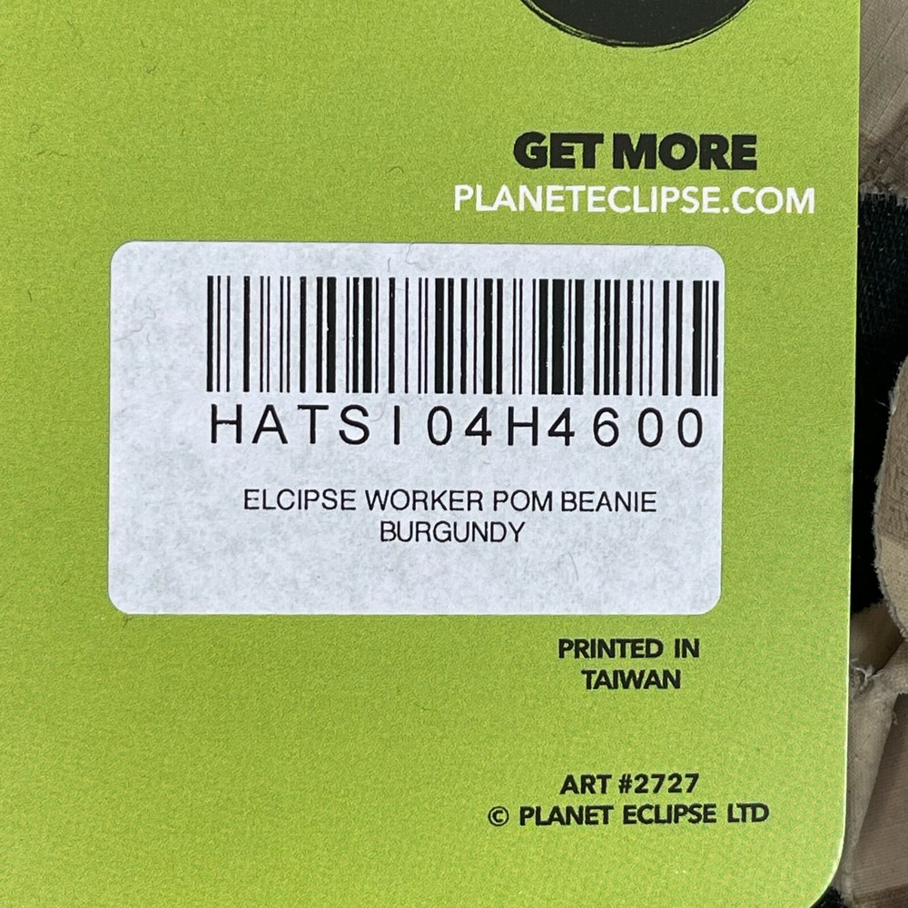 NEW Planet Eclipse Worker Pom Beanie - Burgundy