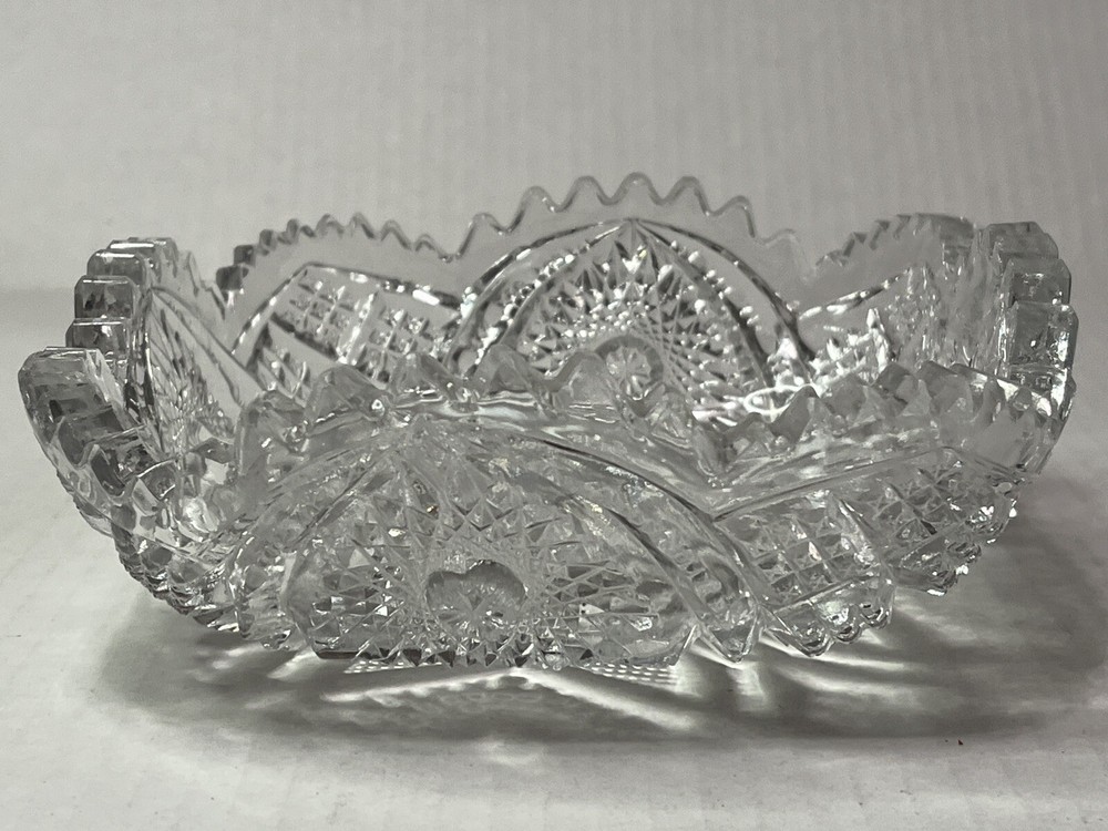 6" Square Bowl NuCut Pressed Glass