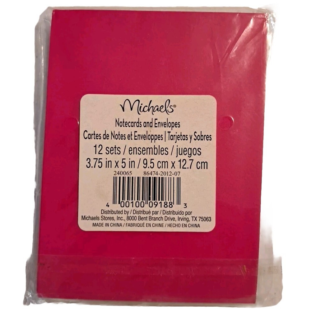 Blank Note Cards N Monogrammed Pattern 12 Cards & Pink Envelopes