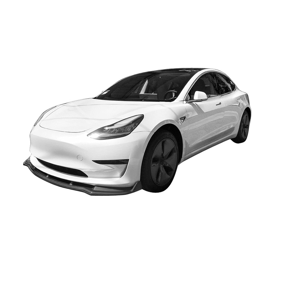 前保险杠唇分离器适用于 2017 - 2023 Tesla Model 3 哑光黑色 PP 3 件