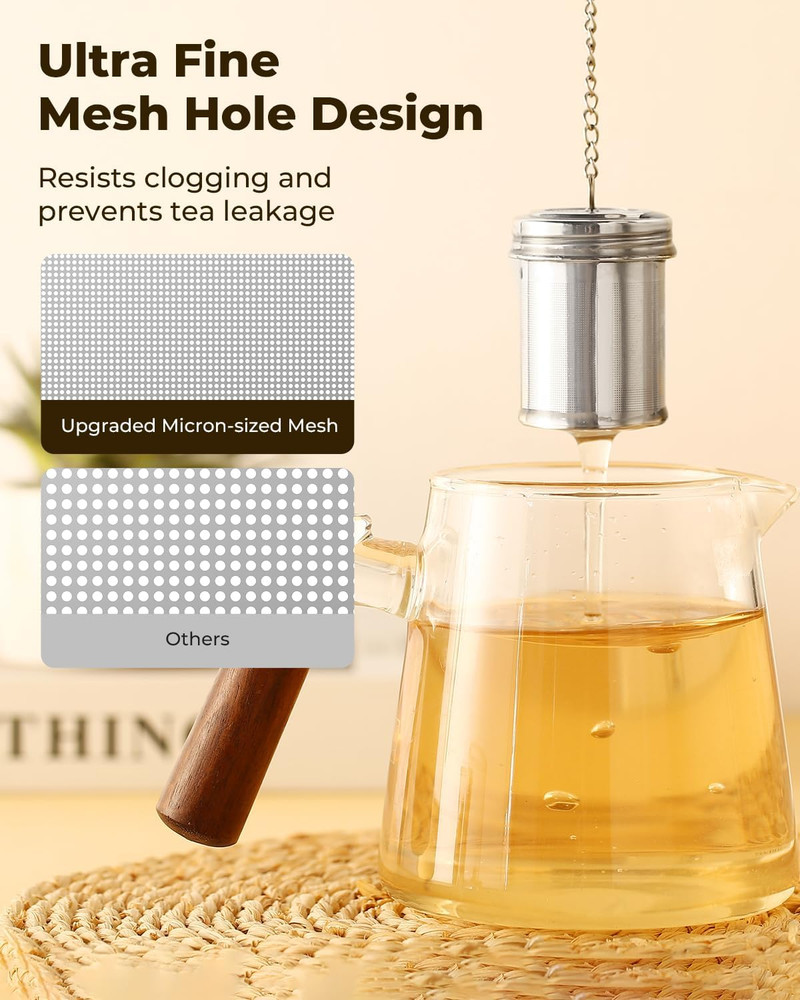 2 Pack Stainless Steel Tea Strainers Fine Mesh Loose Leaf Infusers