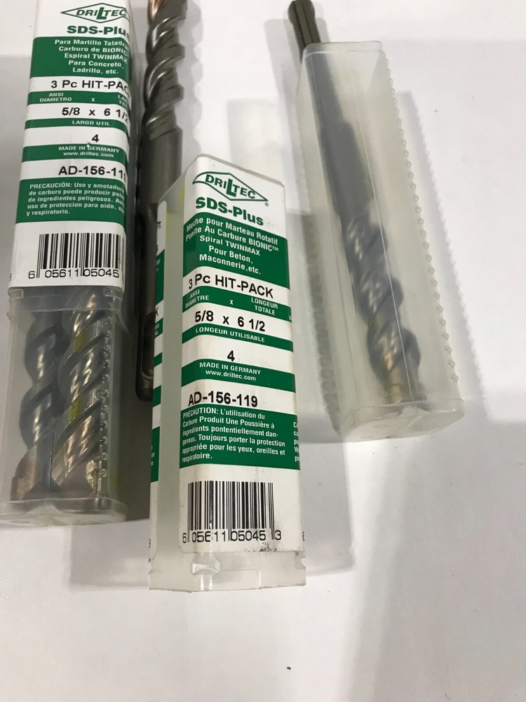 Hammer Drill bits - 5/8" x 6 1/2" - SDS Plus - DrilTec AD-156-119
