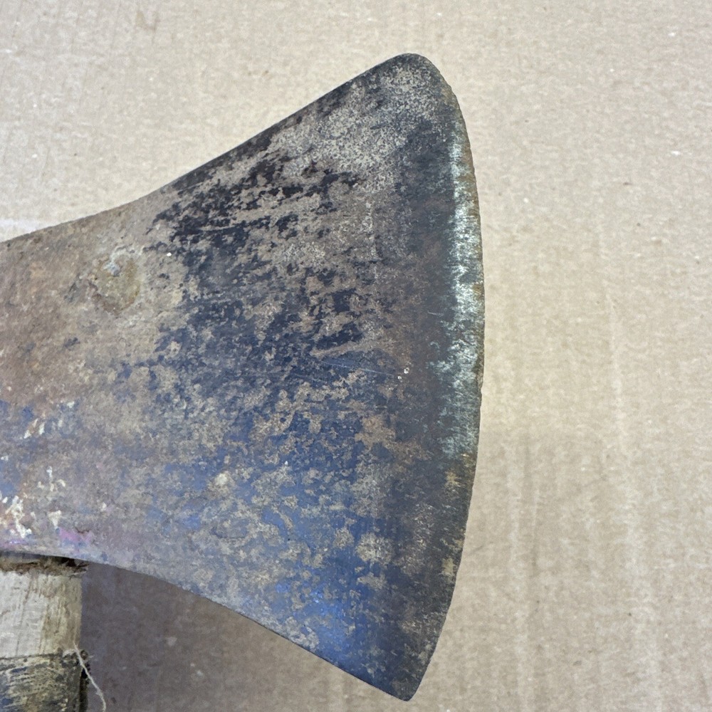 Vintage Unmarked As Found Camp Axe With Wood Handle 19”