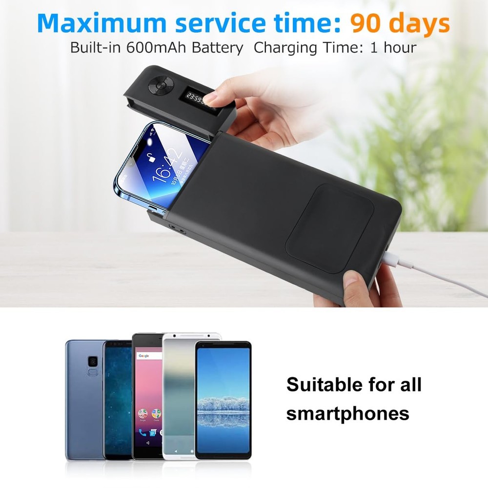 Phone Lock Box with Timer, 90 Day Battery, Quiet Mode, iPhone/Android Comp.