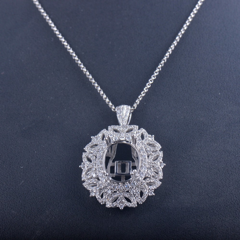 Solid 14K White Gold Natural Diamond Semi Mount Dual-purpose style Ring Setting