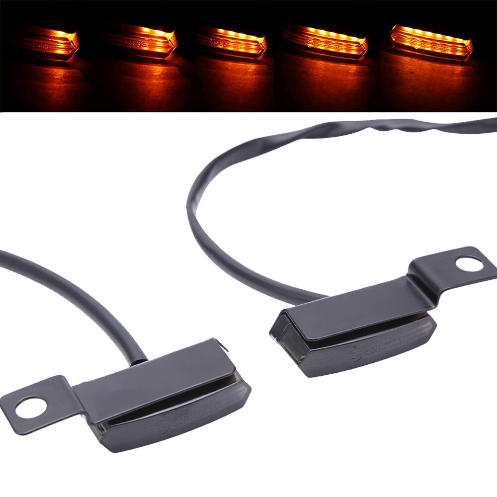 Motorcycle Sequential LED Turn Signals Flowing Mini Handlebar Light For Harley
