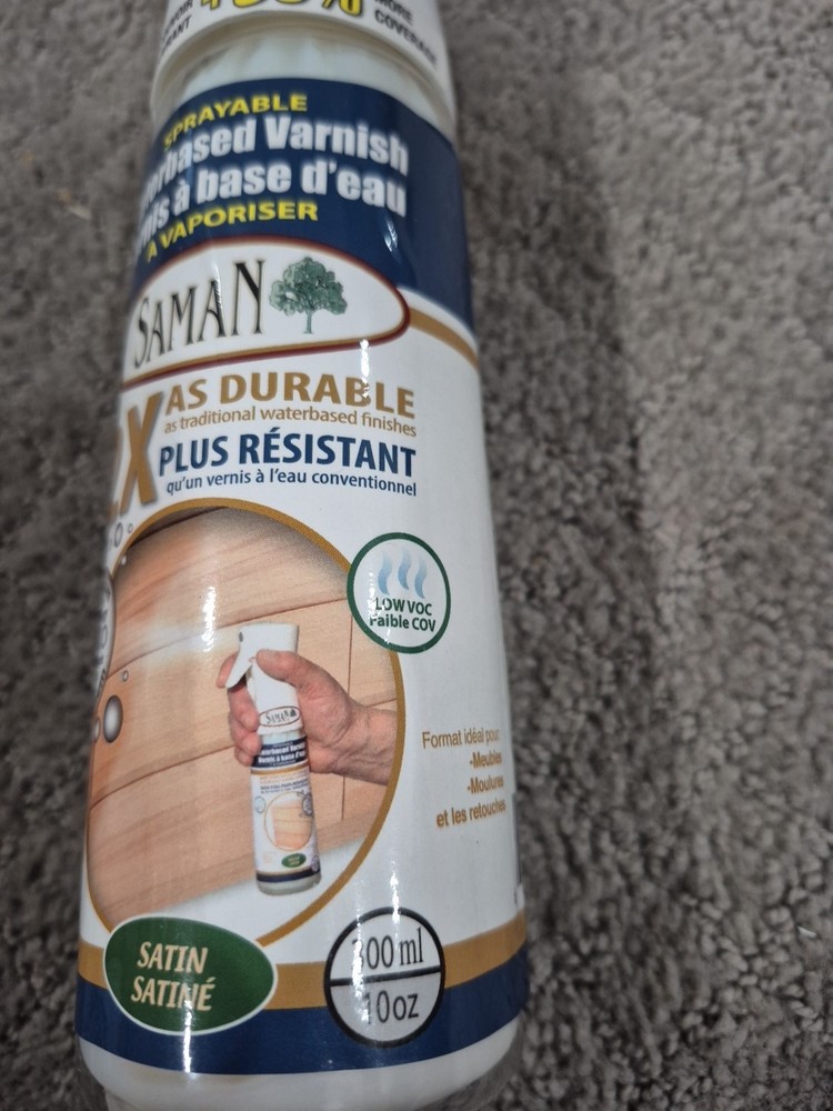 Saman Waterbased Satn Varnish 2x Durable Spray Protects Decorative Surfaces A9