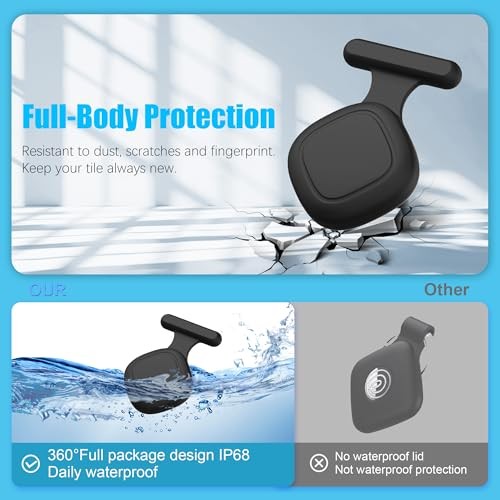 [2-Pack] Silicone Case for Tile Mate 2024, Full Protective 2Pcs(Black+Blue)