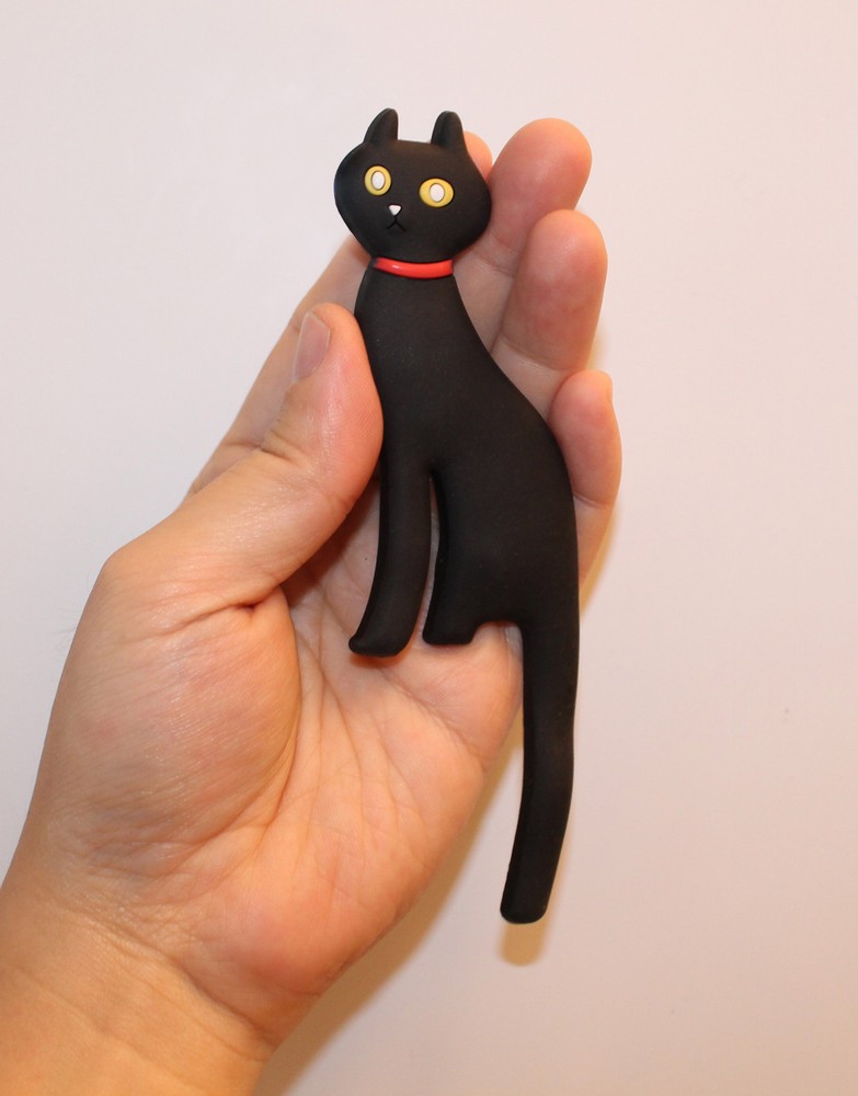Black Cat Refrigerator Magnet Hooks - 4 pcs Kitty w/ Bendable Leg & Tail Hooks