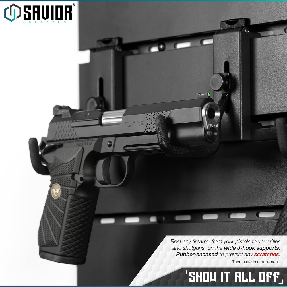 [Height Adjustable] Savior Wall Rack Single Pistol Handgun Revolver J-Hook Mount