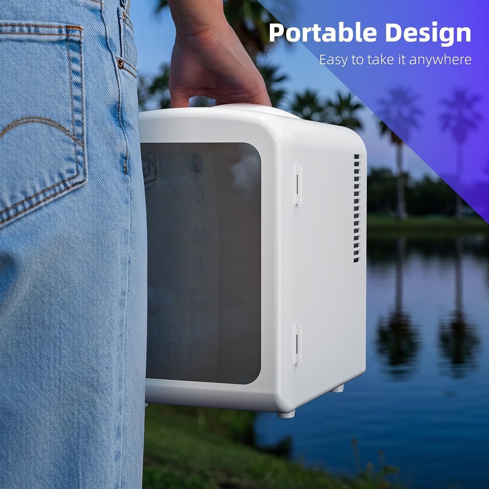 Mini Compact Refrigerator with Gaming Light, 4L Capacity/6 Cans Portable Mini...