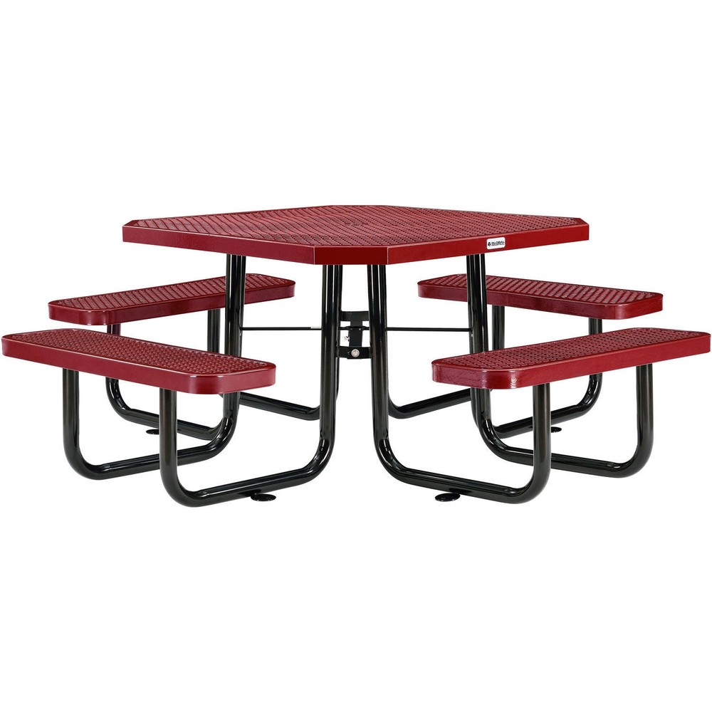 Global Industrial 46" Octagonal Picnic Table Expanded Metal Red