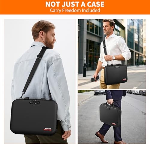 Fireproof Document Box with Lock & Shoulder Strap,Hard Shell Case Document