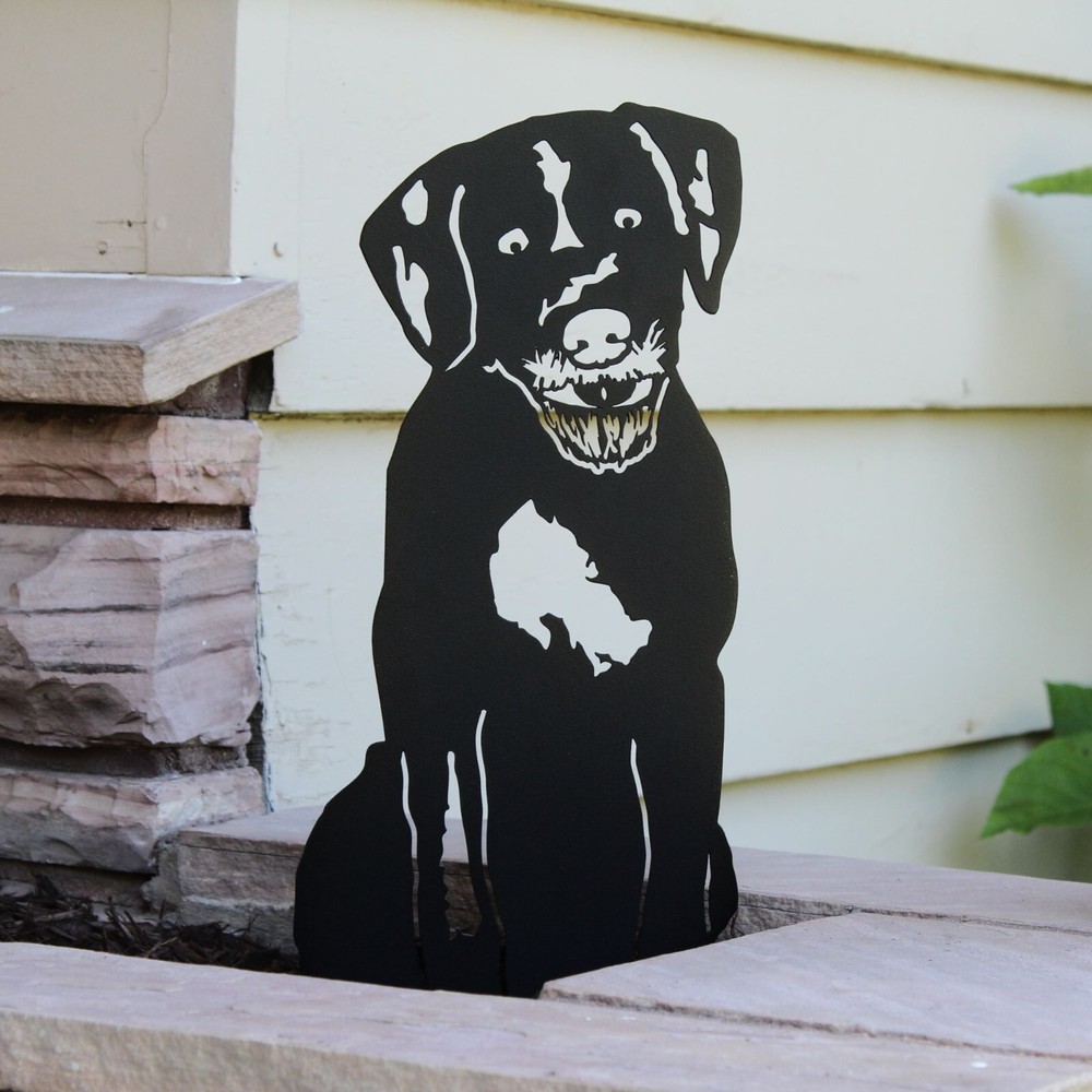 German Wirehaired Pointer Black Metal Dog Silhouette