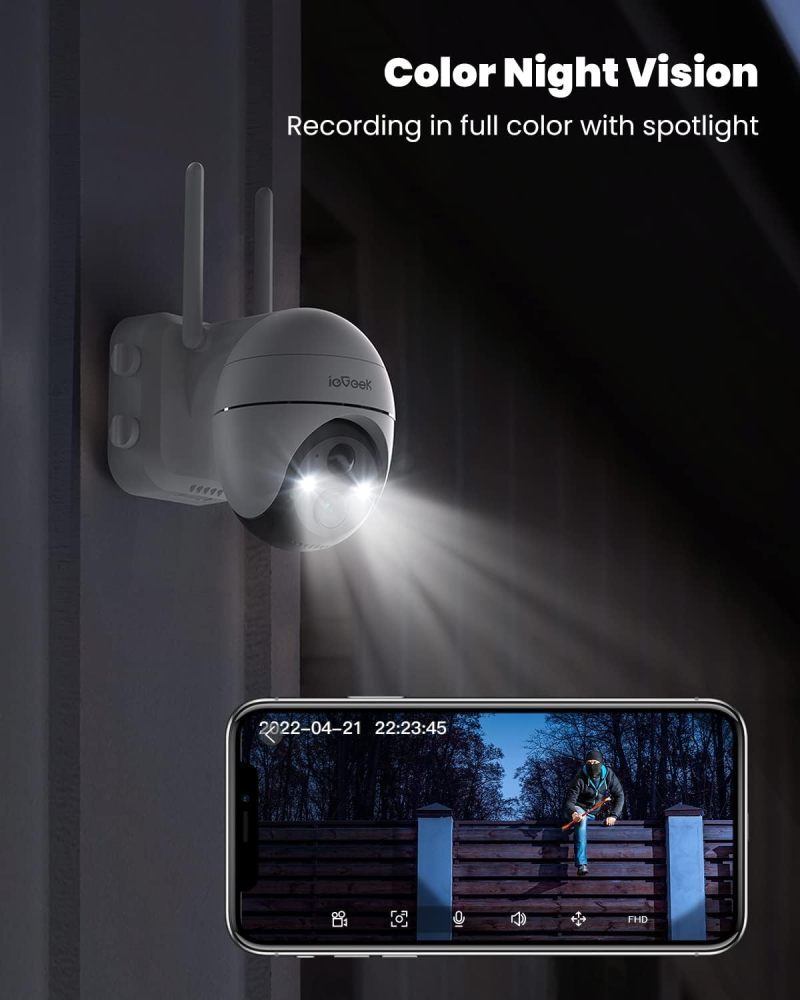 Security Cameras Wireless Outdoor, 2K Solar security camera System 360° PTZ IP65