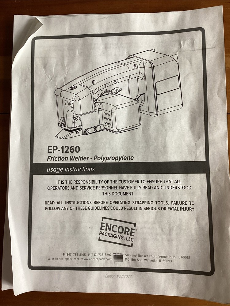Encore Packaging EP-1260 Friction Welder - Polypropylene