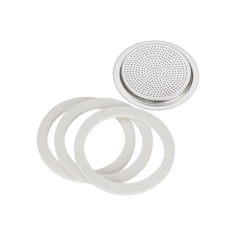 Bialetti Moka Express 6 Cup Replacement Filter and 3 Gaskets , White