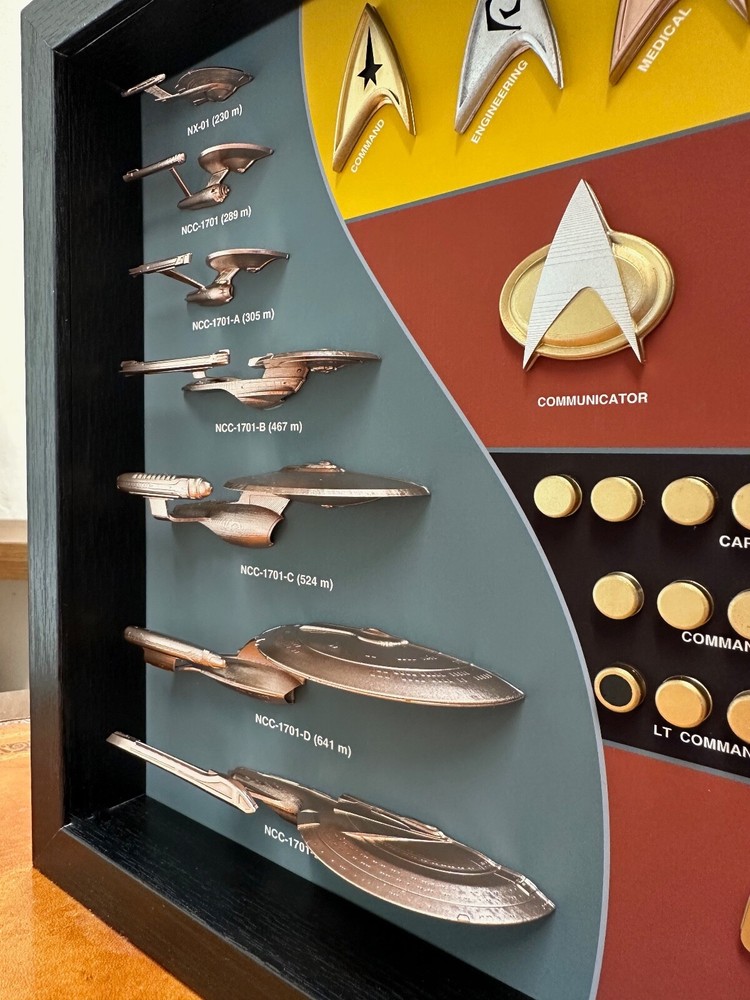Ship & Combadge Display Shadow Box Star Trek, Enterprise, Large *Fan Made*