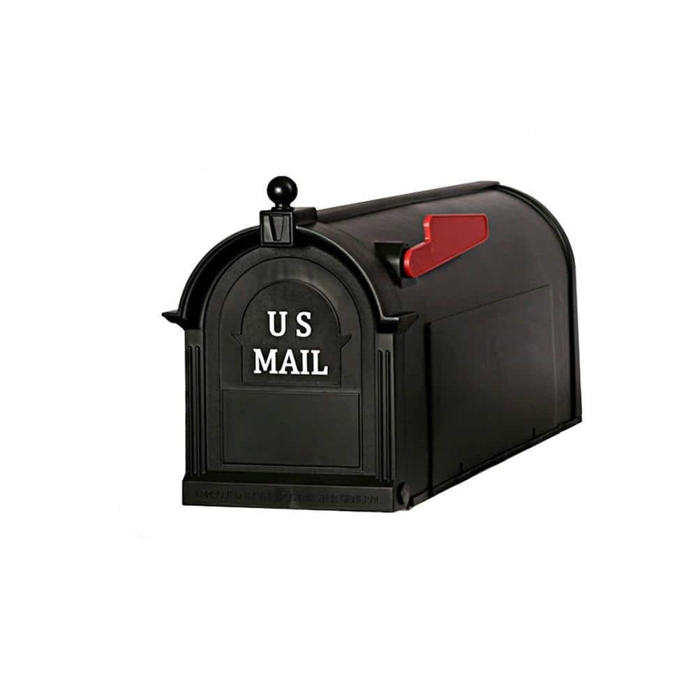 Postal Pro Post Mount Black Plastic Large Mailbox