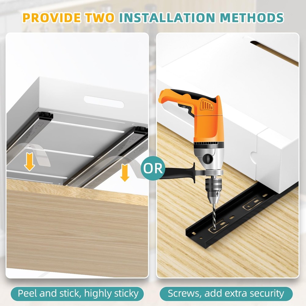 1 Pack | 21 Deep Pull Out Cabinet Organizer Adhesive 13.8 To 22.0 Width Exp