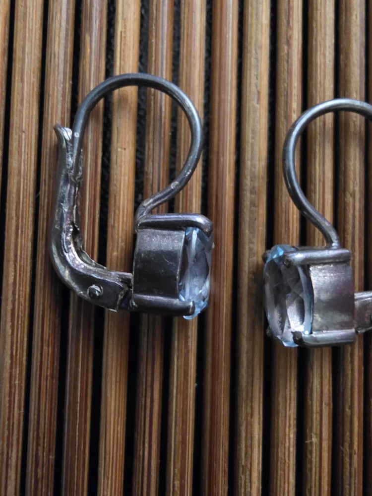 925 Silver Spinel Dangle Earrings (Vintage)