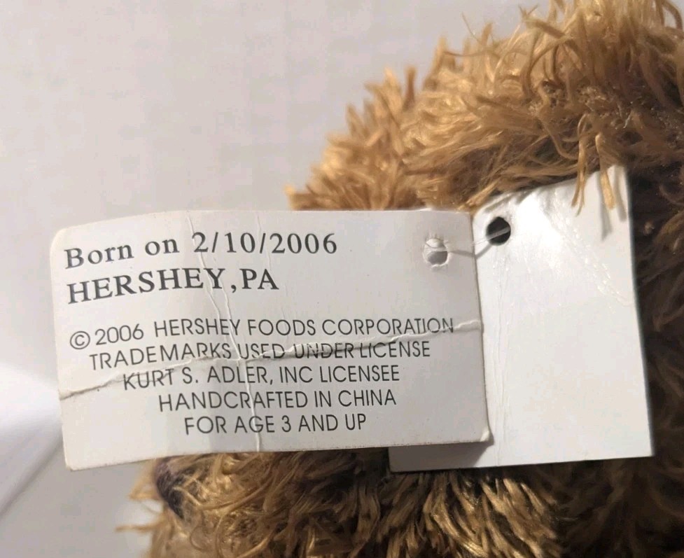 Hershey's Chocolate Beanie Bear Born 2/10/2006 Kurt S. Adler