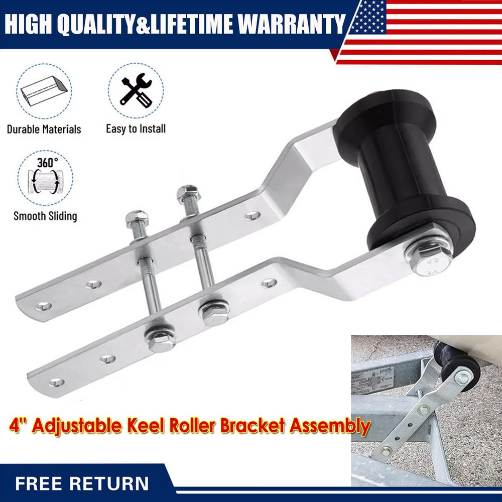 4" Adjustable Keel Roller Bracket Assembly for 2" Tongue Boat Replacement