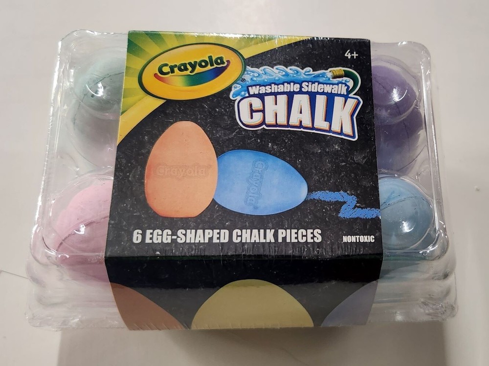 CRAYOLA SIDEWALK CHALK WASHABLE 6 DIFFERENT COLORS EGG SHAPED CHALKS Easter Gift