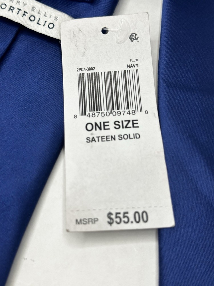 Perry Ellis Portfolio Polyester Solid Tie Navy Sateen One Size